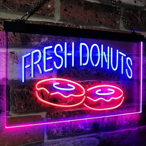 Vista 3 de ADVPRO Fresh Donuts - Letrero de neón LED de doble color, color azul y rojo, 12 x 8.5 pulgadas, st6s32-i2072-br