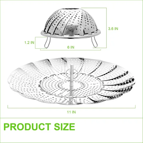 Vista 7 de FOFAYU Cesta de Vapor de Verduras para Cocinar, Cesta de Vapor de Acero Inoxidable para Vegetales, Pescado y Comida, Vaporizadores Plegables