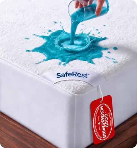 Vista 10 de SafeRest Sleepure - Protector de colchón impermeable tamaño individual derivado de viscosa de bambú - Ajustado con bolsillos elásticos - Funda