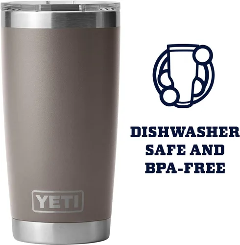 Vista 4 de YETI Rambler - Vaso de acero inoxidable con tapa MagSlider, 20 onzas, color gris oscuro