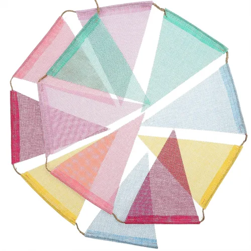 Vista 6 de Guirnalda de banderines triangulares pastel de 36 banderines, banderas de tela para decoraciones de fiesta de cumpleaños, baby shower, boda bohemia