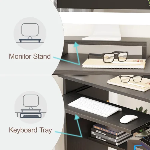 Vista 17 de Escritorio pequeño para computadora para oficina en casa, mesa de juegos compacta para computadora de escritorio y portátil, con cajón