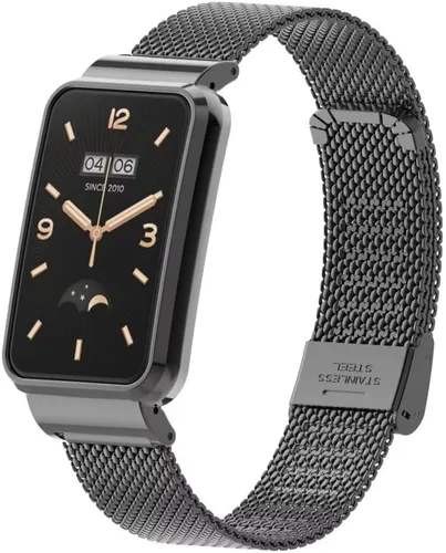 Vista 2 de Correa compatible con Xiaomi Mi Band 7, correas de repuesto de metal de acero inoxidable, accesorios para pulsera inteligente Mi Band 7 FG1 Negro