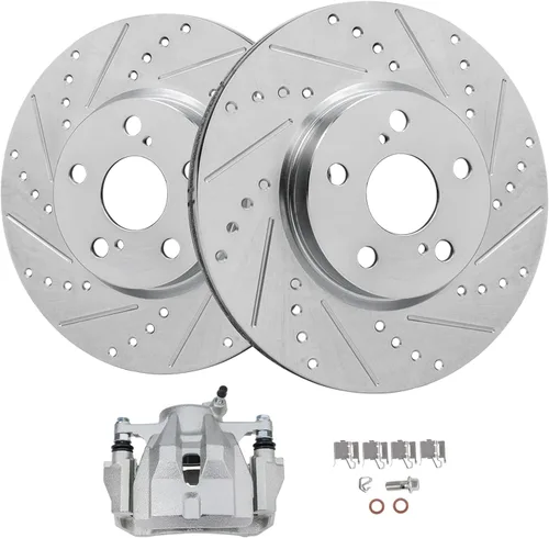 Vista 17 de Detroit Axle - Rotores de freno delantero para Volkswagen Touareg Audi Q7 Porsche Cayenne Rotores de freno de disco perforados y ranurados Reemplazo