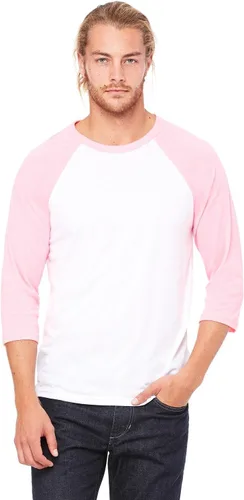 Vista 20 de Bella + Canvas - Camiseta de béisbol unisex con manga 3/4 (3200) DEEP HTHR/NEGRO Blanco/Negro