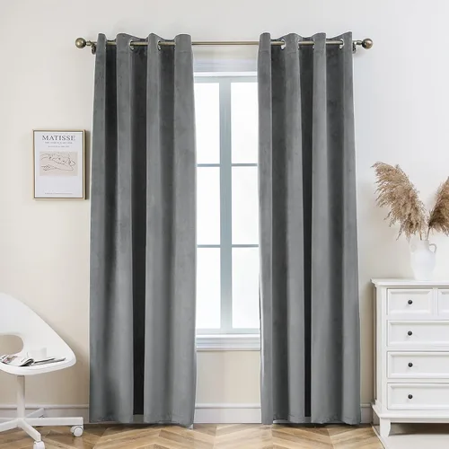 Vista 19 de Pleasant Boulevard - Cortinas de terciopelo para decoración interior de habitaciones y ventanas grandes, elegantes, estilo con ojales, 2 paneles