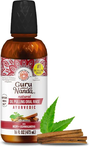 Vista 12 de GuruNanda Enjuague bucal de tamaño de viaje con aceite de canela, promueve la calma, con neem y ashwagandha para un aliento fresco y encías felices