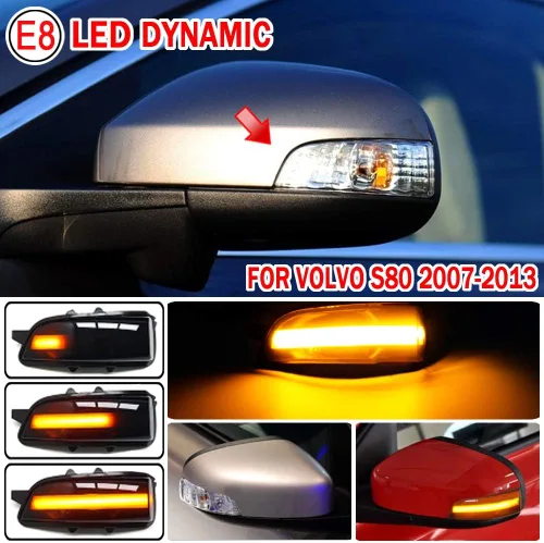 Vista 2 de Indicador de espejo lateral dinámico LED intermitente luz intermitente para Volvo C30 C70 S60 S40 S80 V40 V50 V70 2007 2008