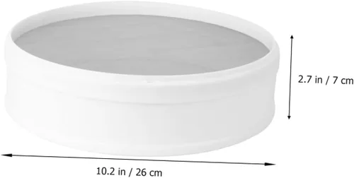Vista 3 de 1 colador redondo de acero inoxidable de malla fina para hornear uso en cocina y cocinar tamiz de harina color blanco herramienta de cocina