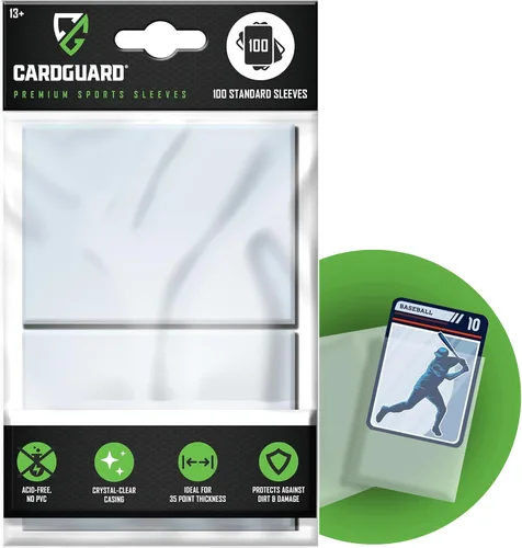 Vista 9 de CardGuard Fundas transparentes de alta calidad, 100 unidades, tamaño estándar para Pokémon, tarjetas deportivas, béisbol, fútbol y tarjetas Rojo