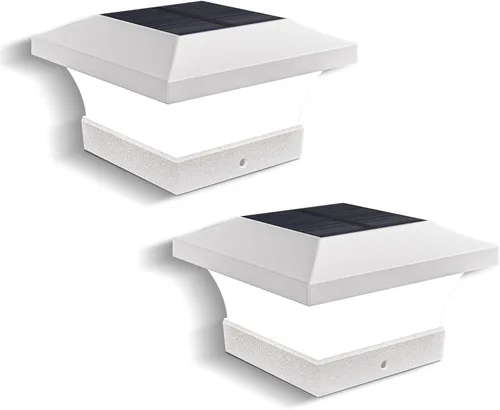 Vista 18 de T-SUN - Luces solares de poste, luces impermeables al aire libre para postes de madera de 4 x 4, iluminación LED blanca de 6000K, para cubierta