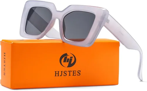 Vista 7 de HJSTES Gafas de sol de gran tamaño para mujer, sombras de ojo de gato de moda, marco cuadrado, protección UV