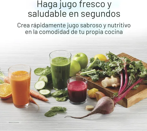 Vista 2 de Hamilton Beach HealthSmart Máquina Exprimidora, Extractor Centrífugo Compacto, Canal de Alimentación de 2.4" para Frutas y Verduras, Fácil de Blanco