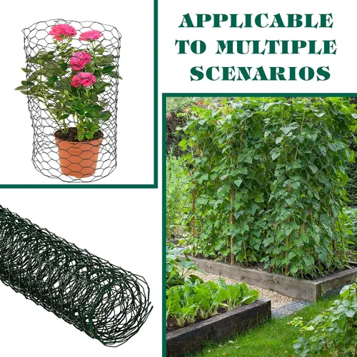 Vista 6 de Amylove Paquete de 2 alambres de pollo para arreglos florales, malla de alambre de pollo de 0.6 pulgadas, alambres hexagonales galvanizados