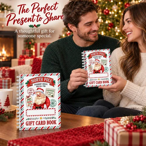 Vista 4 de Libro de tarjetas de Navidad de regalo para adultos, regalo vintage de Papá Papá Noel de Navidad