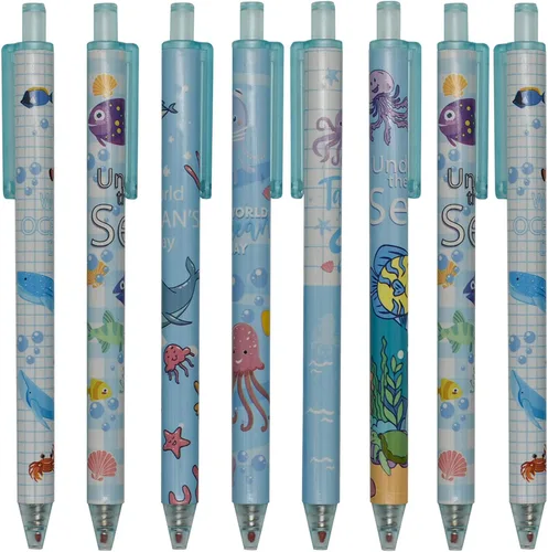 Vista 12 de Maydahui 12 bolígrafos de gel con diseño de oso de dibujos animados para niñas, bolígrafos retráctiles de impresión animal de tinta negra