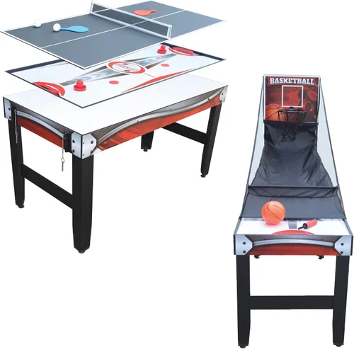 Vista 9 de Hathaway Scout - Mesa multijuego 4 en 1 de 54 pulgadas, ideal para salas de juegos familiares, incluye baloncesto de arcade, hockey de aire, tenis