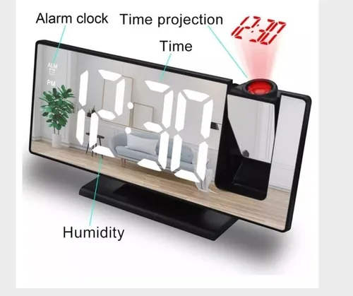 Vista 3 de Reloj Despertador Mesita Noche Led Proyector Temperatura.