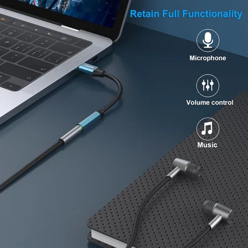 Vista 7 de BENFEI Adaptador USB C a conector de audio con chipset DAC, USB-C a auriculares hembra de 0.138 in compatible con iPhone 15 Pro Max/15 Pro/15