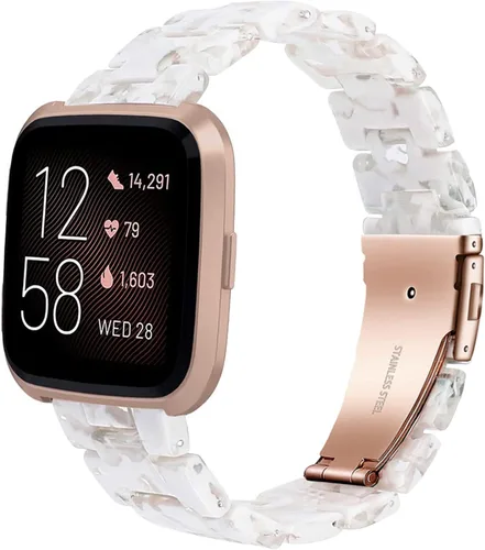 Vista 9 de AWSMOR - Correa compatible con Fitbit Versa 2 Band para mujeres y hombres, correa de resina con hebilla de acero inoxidable de repuesto para reloj