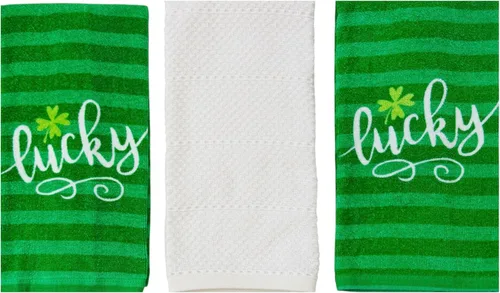 Vista 14 de Serafina Home Toallas de cocina de mano para invitados de baño irlandeses del día de San Patricio: suave y absorbente bordado, diseño de trébol