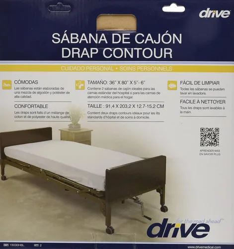 Vista 4 de Drive Medical 15030HBL - Juego de sábanas de hospital, color blanco (paquete de 2) Soft Hospital Bed Sheet Set Includes 2 Sets for Comfortable