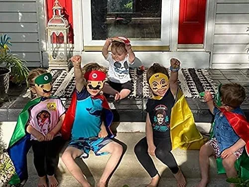 Vista 9 de Superhero Capes for Kids Halloween Costumes and Dress upSuper Mario Cape and Mask Set for Mario Party Supplies