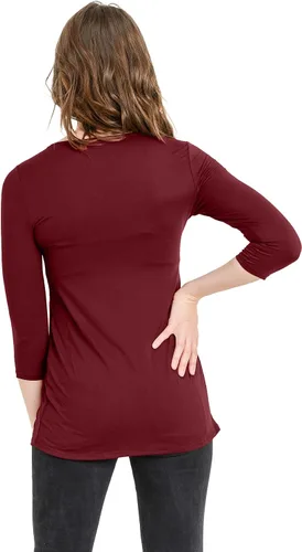 Vista 55 de LaClef - Blusa de maternidad para mujer, cuello redondo, manga 3/4, plisada al frente, estilo peplum