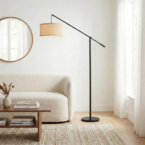 Vista 6 de Brightech Hudson 2 - Lámpara de pie LED, lámpara alta con base resistente, lámpara de arco contemporánea para salas de estar y oficinas, gran