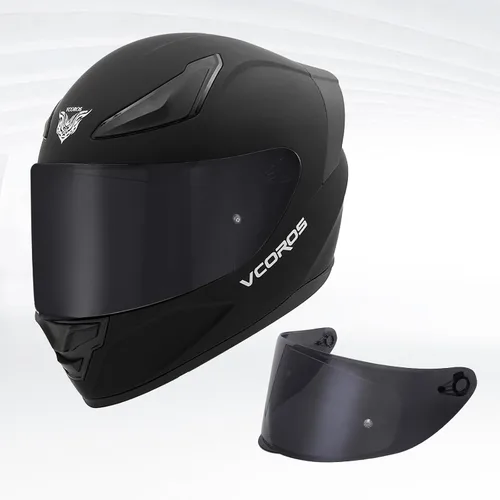 Vista 2 de Casco integral de motocicleta para adultos, aprobado por DOT, WS-609, casco de carreras de motocicleta de calle con visera negra (negro mate, M)