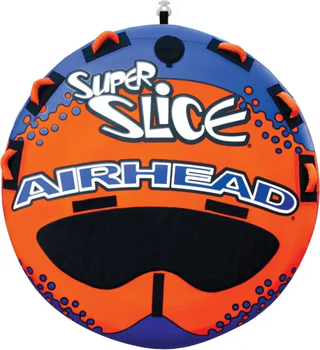 Vista 7 de Airhead Slice Towable 2-4 Rider Models, Tube for Boating and Water Sports, Heavy Duty Full Nylon Cover with Zipper, EVA Foam Pads, and Patented