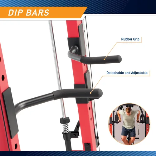 Vista 6 de Marcy Smith Machine Cage System Home Gym - Estante multifunción para gimnasio en casa, estación de entrenamiento personalizable