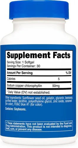 Vista 5 de Nutricost Clorofila (50 mg) 30 cápsulas blandas - Sin gluten