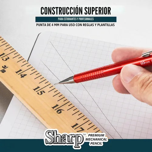 Vista 6 de PENTEL - Portaminas Sharp para dibujo técnico, 0.9 mm, cilindro amarillo, paquete de 2 (P209BP2K6)