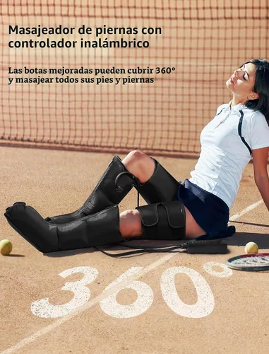 Vista 5 de Masajeador de piernas inalámbrico CINCOM, compresión de aire para dolor y circulación 3 massage modes, 10 intensities, 5 timers, Rechargeable