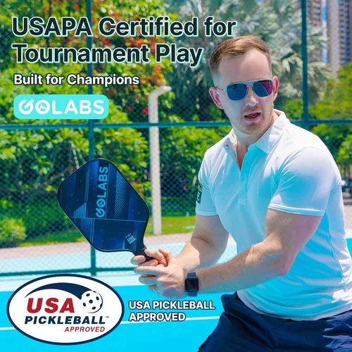 Vista 2 de Golabs Pickleball Paddles Set of 2,Fiberglass USAPA Approved 16mm Thickness 8oz Lightweight, 5.51" Comfort Anti-Slip Elongated Grip Increased