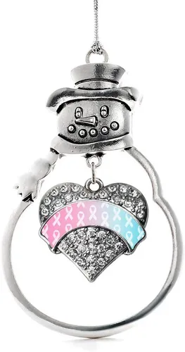 Vista 43 de Inspired Silver - Big Sis - Adorno de Navidad plateado - Adorno de árbol de Navidad con dije de corazón con circonita cúbica - Decoración colgante