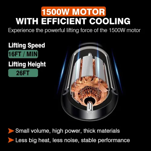 Vista 7 de Cabrestante eléctrico 3 en 1, cabrestante eléctrico portátil de potencia 1100LB1500W, cabrestante eléctrico de 110 V con control remoto inalámbrico