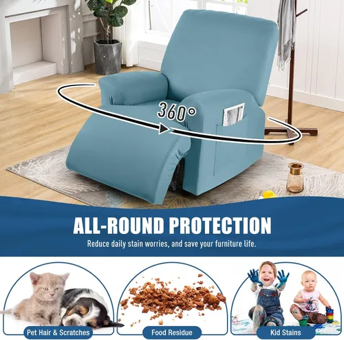 Vista 4 de TAOCOCO Fundas Elásticas para Sillones Reclinables de 3 Piezas Fundas Sólidas para Muebles Funda para Sillón Reclinable Fundas Deslizables