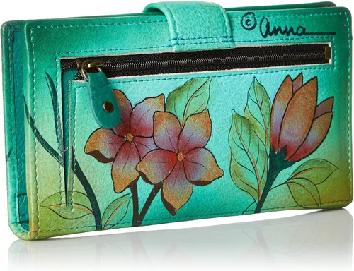 Vista 2 de Anna by Anuschka Cartera de dos pliegues de piel auténtica pintada a mano para mujer