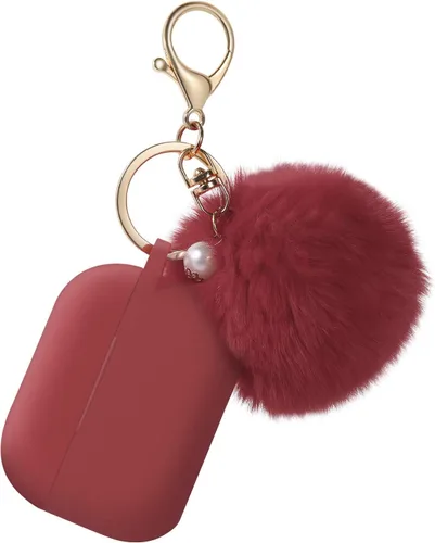 Vista 8 de Cypher.V Funda protectora para AirPods Pro, funda de silicona con kit de llavero de pompón de bola suave y lindo (negro)