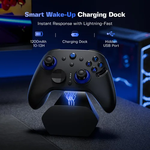 Vista 4 de NYXI NP08 PC Gaming Controller, Adjustment Lever TMR Joystick, Interchangeable ABYX Buttons, 2-in-1Hall Triggers, 1200mAh with Charging Dock for