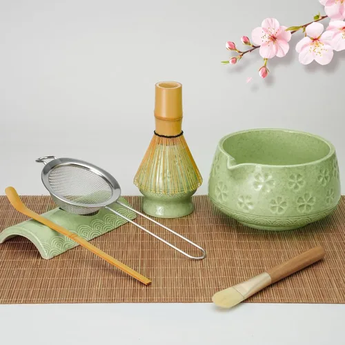 Vista 7 de Juego de batidor de matcha, kit de matcha regalos para los amantes Rosa