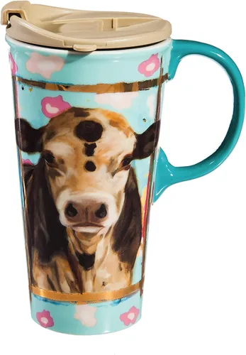 Vista 2 de Cypress Home Myrtle - Taza de viaje con leche de cerámica metálica de 17 onzas