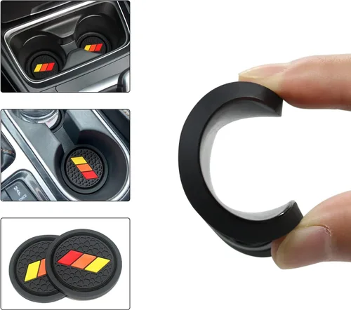 Vista 5 de Portavasos para accesorios Toyota, Tacoma, TRD, Tundra, Rav4, Highlander Camry, estilo retro clásico tricolor, inserto