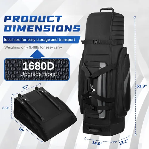 Vista 4 de UNIHIMAL Funda para bolsa de viaje de golf con ruedas, material 1680D con cabeza acolchada y detalles de cuero, bolsas de golf plegables