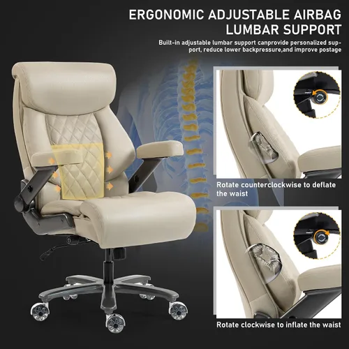 Vista 4 de DYHOME Silla de oficina resistente de 700 libras con reposabrazos 4D, cómoda silla de escritorio ejecutiva grande y alta, silla ergonómica