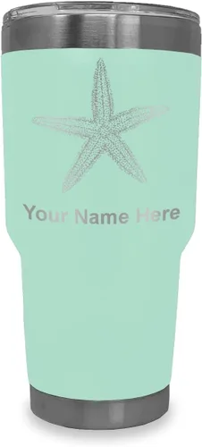 Vista 13 de LaserGram 20oz Vacuum Insulated Tumbler Mug, Starfish, Personalized Engraving Included (Black)
