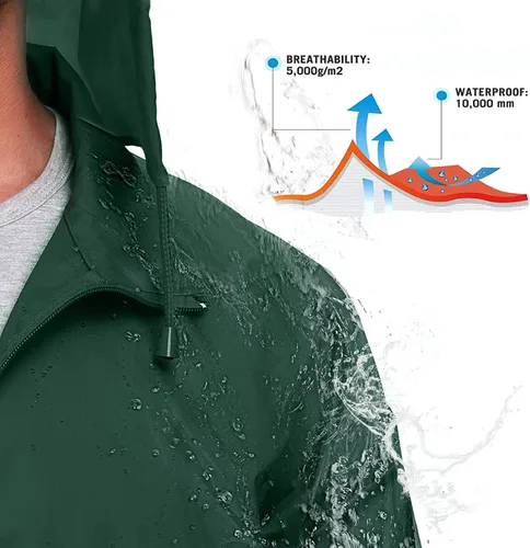 Vista 2 de Corna Chaquetas impermeables plegables para hombre, ligeras para senderismo, correr, rompevientos con capucha, multifuncionales
