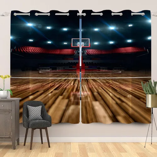 Vista 10 de Cortinas opacas de fútbol para dormitorio de niños, con temática deportiva, para sala de fútbol, cortinas de fútbol en blanco y negro